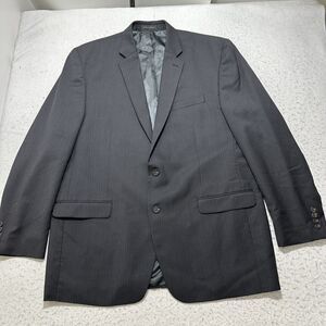 Chaps Men's 48 Long Wool Polyester Blend Suit Jacket Dark Gray Striped Coat 48L